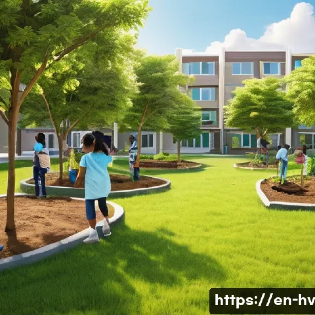 소셜 임팩트 측정의 지속 가능성 평가 - **Prompt:** A vibrant, sunlit community flourishing under a clear sky. In the foreground, a diverse ...