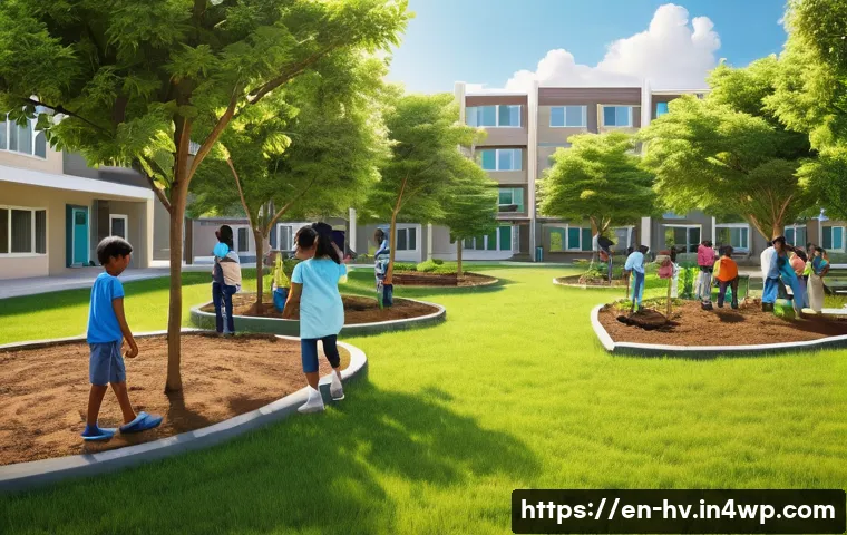 소셜 임팩트 측정의 지속 가능성 평가 - **Prompt:** A vibrant, sunlit community flourishing under a clear sky. In the foreground, a diverse ...