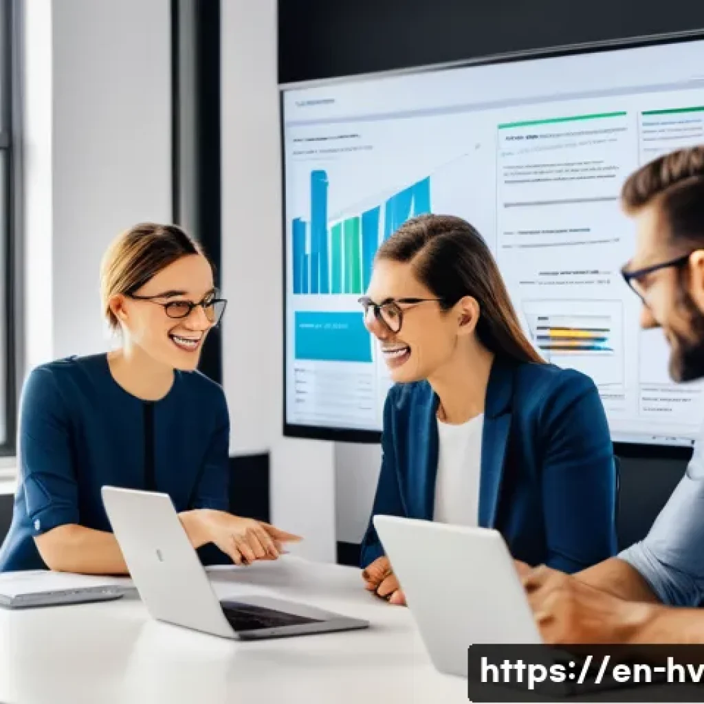소셜 임팩트 측정의 커뮤니케이션 방법 - A professional workspace scene showing a diverse team of social impact communicators collaborating a...
