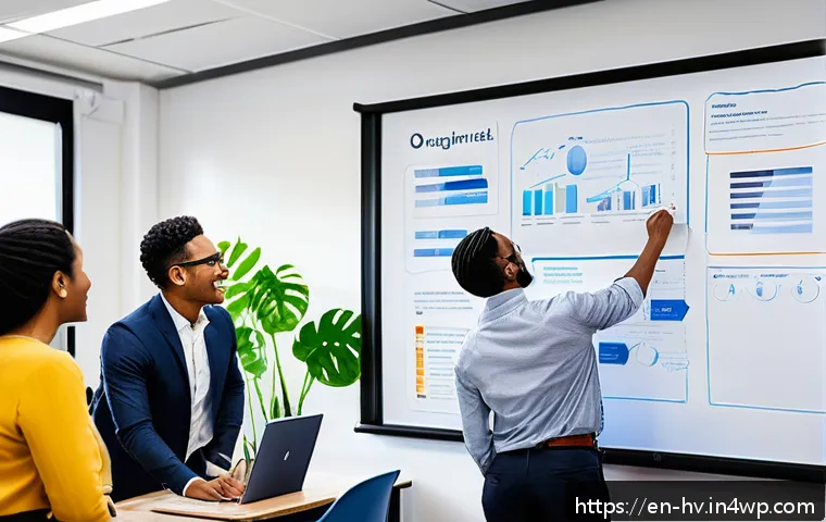 소셜 임팩트 평가를 위한 정량적 방법 - A modern nonprofit office environment with diverse team members collaboratively setting clear impact...